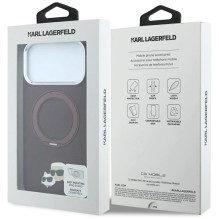 Dėklas Karl Lagerfeld PU Grained K&CH Heads Ring Stand Magsafe Apple iPhone 18 Pro tamsiai raudonas Dėklas Karl Lagerfeld PU Grained K&CH Heads Ring Stand Magsafe Apple iPhone 18 Pro tamsiai raudonas