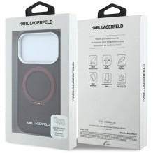 Dėklas Karl Lagerfeld PU Saffiano Ring Stand MagSafe Apple iPhone 18 Pro Max tamsiai raudonas Dėklas Karl Lagerfeld PU Saffiano Ring Stand MagSafe Apple iPhone 18 Pro Max tamsiai raudonas