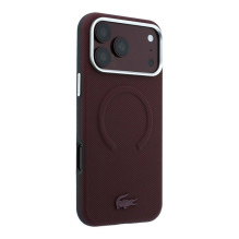 Dėklas Lacoste PVC Petit Pique Semi Wrap Embossed MagSafe Apple iPhone 18 Pro tamsiai raudonas Dėklas Lacoste PVC Petit Pique Semi Wrap Embossed MagSafe Apple iPhone 18 Pro tamsiai raudonas