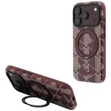 Dėklas Lacoste PVC Semi Wrap Blend Ring Stand MagSafe Apple iPhone 18 Pro Max tamsiai raudonas