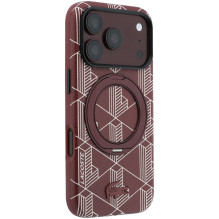 Dėklas Lacoste PVC Semi Wrap Blend Ring Stand MagSafe Apple iPhone 18 Pro Max tamsiai raudonas
