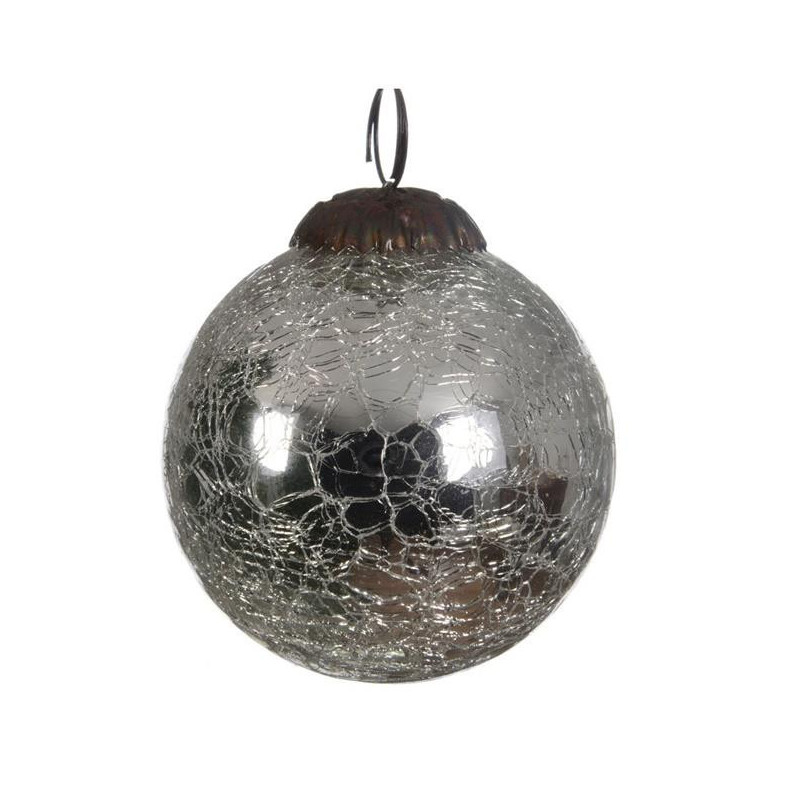 GLASS BALL SILV 8CM 1PCS 190031