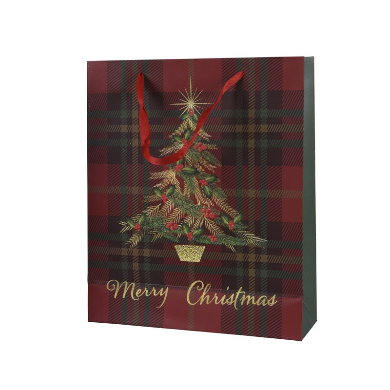 Gift bag Decoris Tree, 10 cm x 32 cm x 26 cm, green