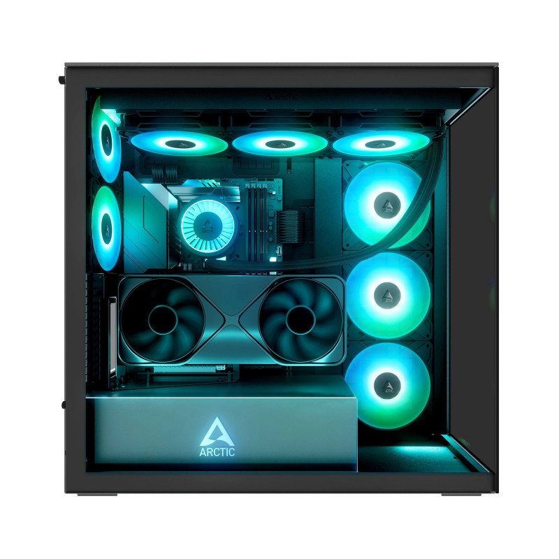 ARCTIC „Xtender VG Mirror Black Design Tower“ korpusas, juodas Tempered Glass x 2 (veidrodinis)