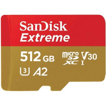 SanDisk microSDXC Extreme 512GB 190 / 130 MB / s A2 C10 V30 UHS-I U3