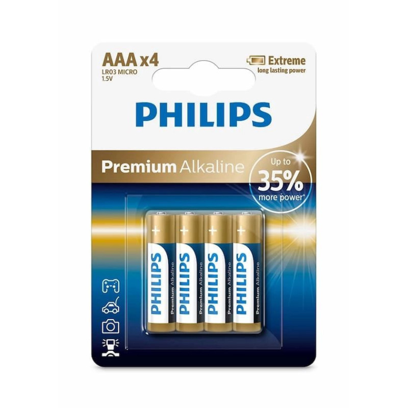 Philips Aukščiausios kokybės šarminė LR03M4B / 10 buitinių baterijų Vienkartinės AAA baterijos