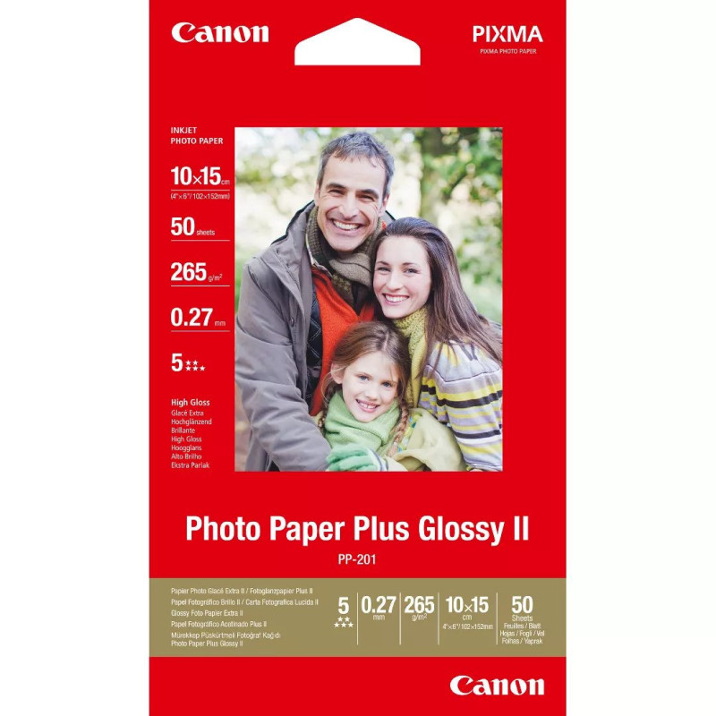 Canon PP-201 Blizgus II“ fotopopierius „Plus“ 4x6 " – 50 lapų