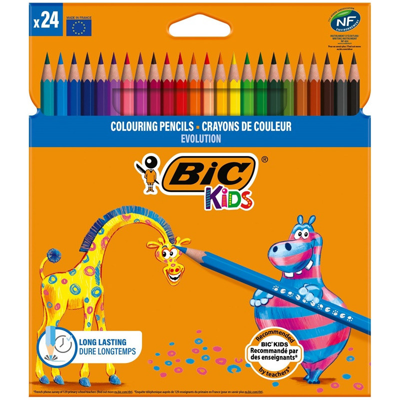 Spalvotieji pieštukai Bic Evolution, 24 vnt.
