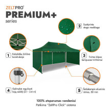 Prekybinė Palapinė 4x6 Žalia Zeltpro PREMIUM+ su 4 sienomis, krepšiu
