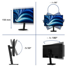 68,6 cm (27 colio) 1920 x 1080 pikselių Philips 27B2U3301 / 00 16:9 Full HD IPS 120 Pasukamo aukščio VESA garsiakalbis