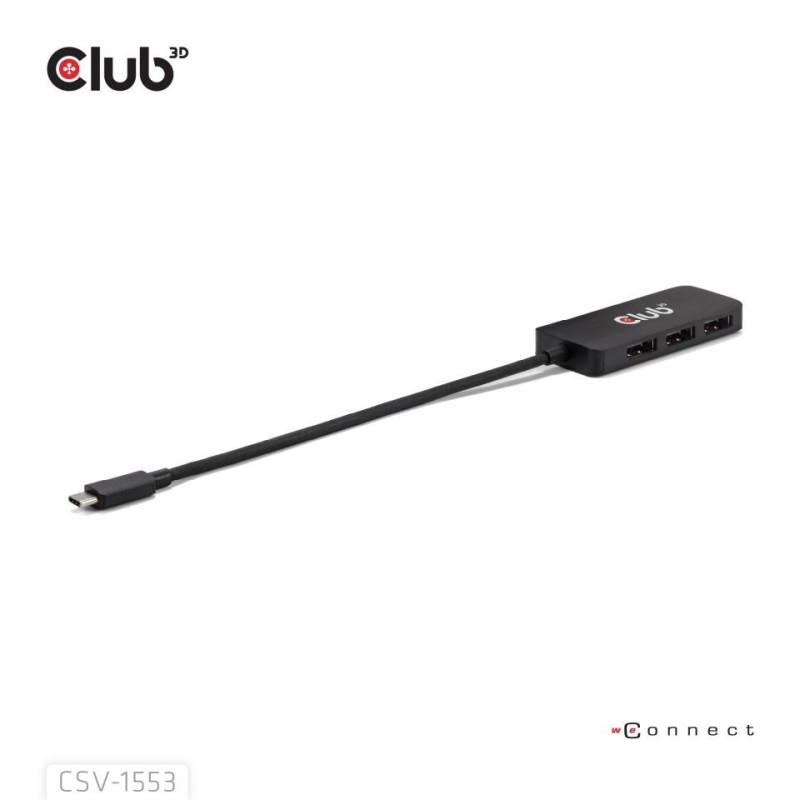 CLUB3D CSV-1553 sąsajos šakotuvas USB C tipo, juodas
