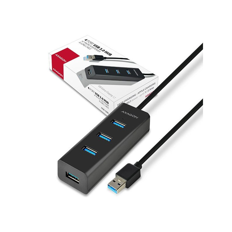 Axagon HUE-S2BL sąsajos šakotuvas USB 3.2 Gen 1 (3.1 Gen 1) Type-A 5000 Mbit/s Black