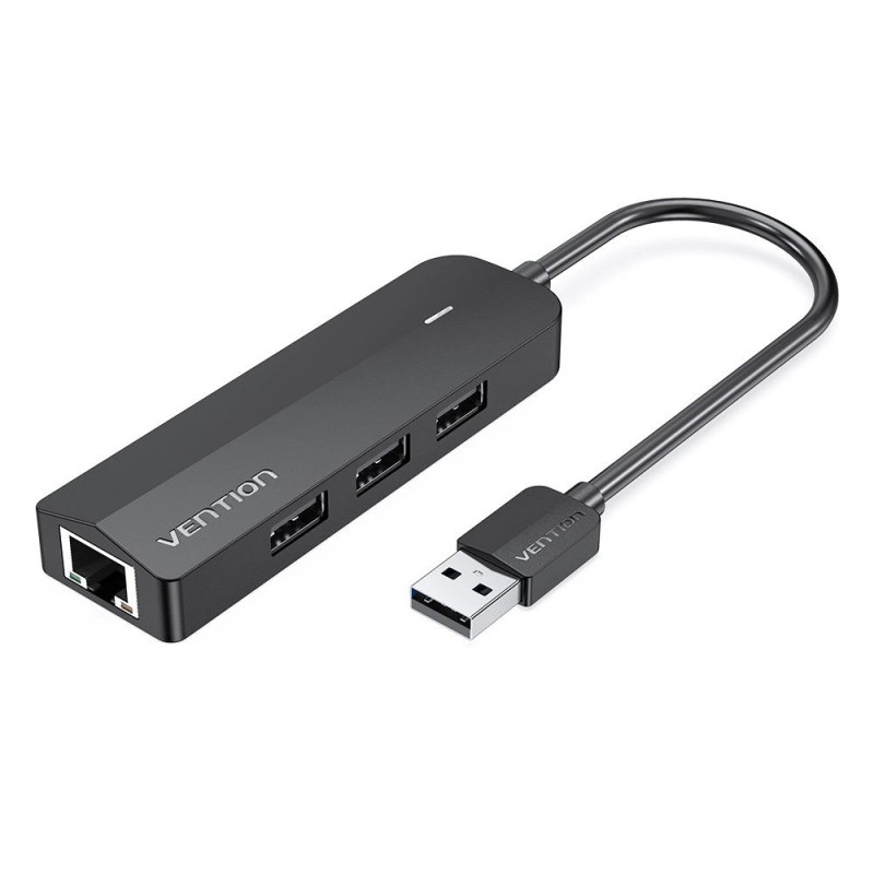 Vention 3-Port USB 2.0 Hub su 100M Ethernet adapteriu 0.15M Juoda