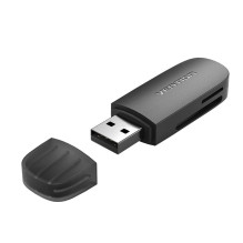 Vention 2-in-1 USB 3.0 Kortelių skaitytuvas (SD+TF), juodas, vienos raidės