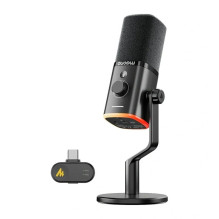 Mikrofonas - Maono PD100W Dinaminis Kardioidinis USB-C Belaidis RGB Juodas