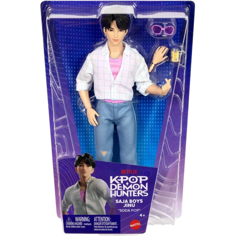 Mattel KPop Demon „Hunters Saja Boys Jinu“ mados lėlė „Soda Pop“ stiliaus su filmų tematikos aksesuarais