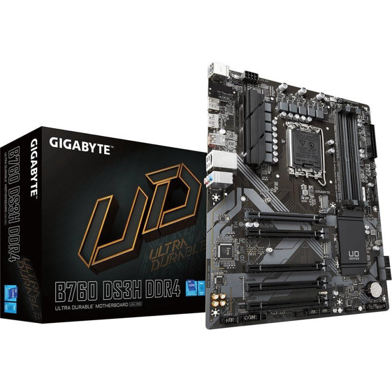 GIGABYTE B760 DS3H DDR4 Pagrindinė plokštė – Palaiko Intel Core 14th CPU nuo 18+2_VMITK_1 5333MHz Digital Phases DDR4 (O