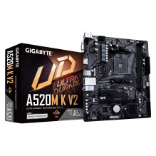GIGABYTE A520M K V2 Pagrindinė Gen3 – palaiko AMD Ryzen 5000 serijos AM4 CPU iki 5100MHz DDR4 x4 M.2 GbE LAN USB 3.2 Gen