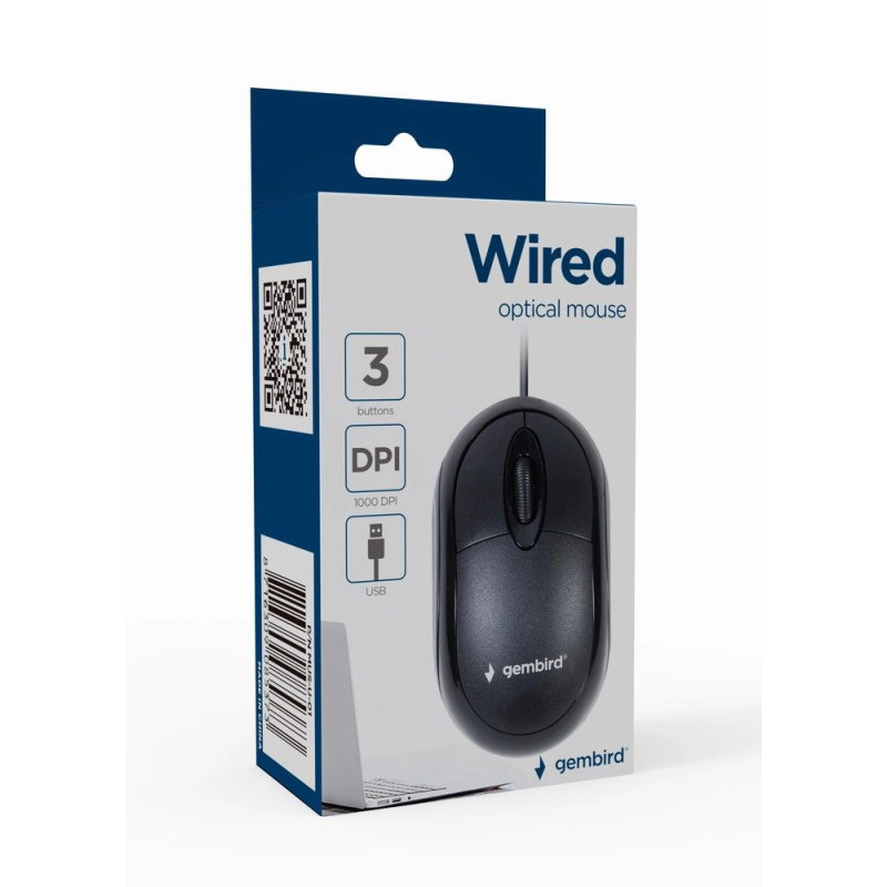 Gembird MUS-U-01 mouse Ambidextrous USB Type-A Optical 1000 DPI