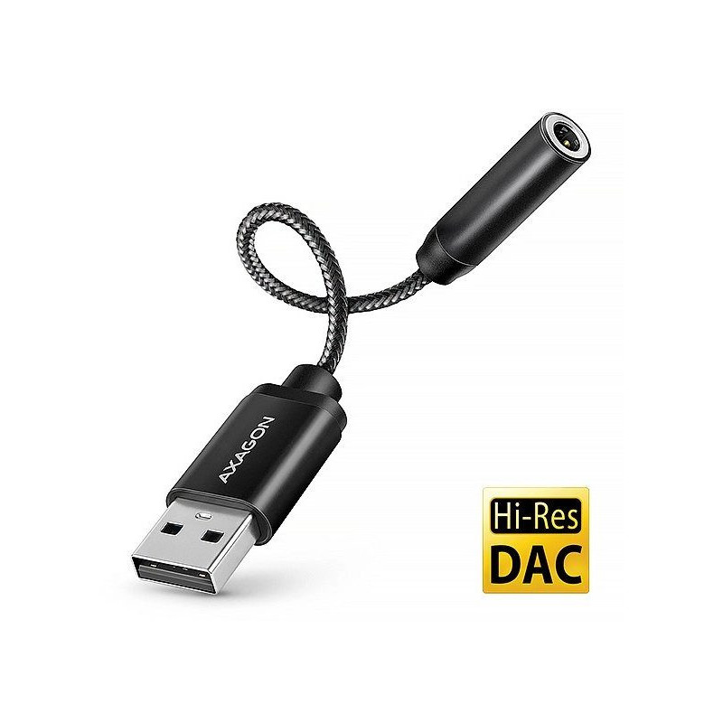 AXAGON ADA-HA USB-A iki 3.5mm lizdo Hi-Res DAC garso adapteris 384kHz / 32bit stereofoninis