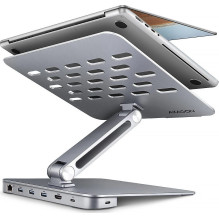Axagon HMC-STND Multi prievado USB-C 5Gbps šakotuvas ir aliumininis stovas nešiojamiesiems kompiuteriams. HDMI 4k / 60Hz