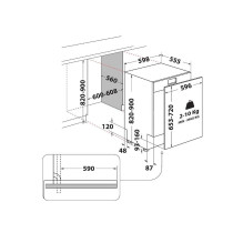 WHIRLPOOL WH7ITD14C6N6 įmontuojama indaplovė, 60 cm, 46 dB, 14 vietų komplektų