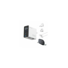 Charger 4smarts network charger 4smarts GaN Flex Screen AI 100W 2× USB-C + 1× USB-A Travel Edition White