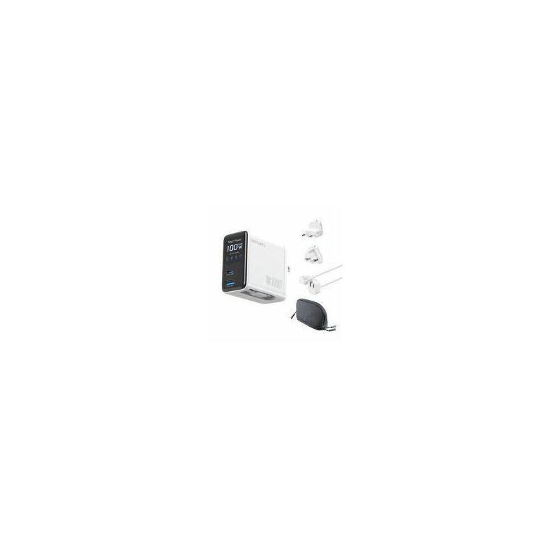 Charger 4smarts network charger 4smarts GaN Flex Screen AI 100W 2× USB-C + 1× USB-A Travel Edition White