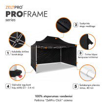 Prekybinė Palapinė 3x4,5 Juoda Zeltpro PROFRAME Prekybinė Palapinė 3x4,5 Juoda Zeltpro PROFRAME