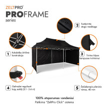 Prekybinė Palapinė 3x6 Juoda Zeltpro PROFRAME Prekybinė Palapinė 3x6 Juoda Zeltpro PROFRAME