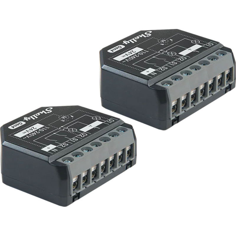 Išmaniųjų Namų Relių Valdiklis - Shelly 2PM Gen4 Zigbee / Matter Valdiklis, 2 Vnt., Juodas