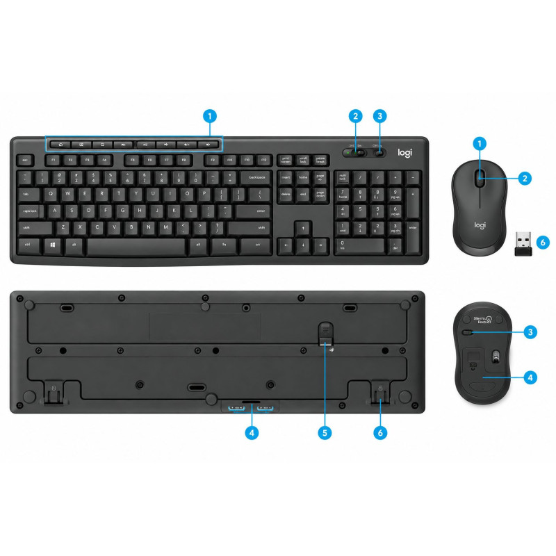 Bezvadu klaviatūra un pele Logitech MK295 Silent, ENG izkārtojums, grafīta krāsā