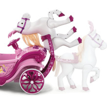 Huffy elektrinė Disney princesės karieta su arkliuku 6 V rožinė