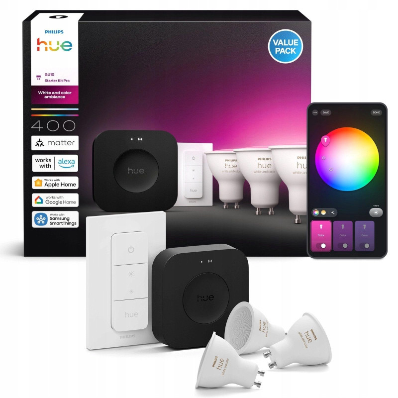 Philips Hue Bridge Pro + 3 x GU10 + dimmer