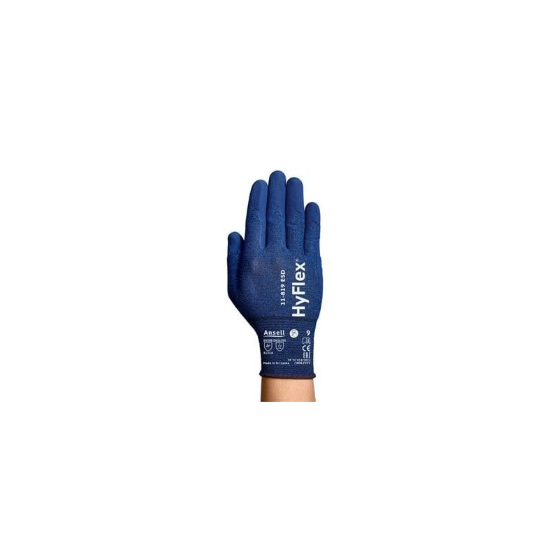 Protective gloves Ansell HyFlex 11-819 ESD size 6. Thin nylon spandex. Gloves with nitrile foam palm