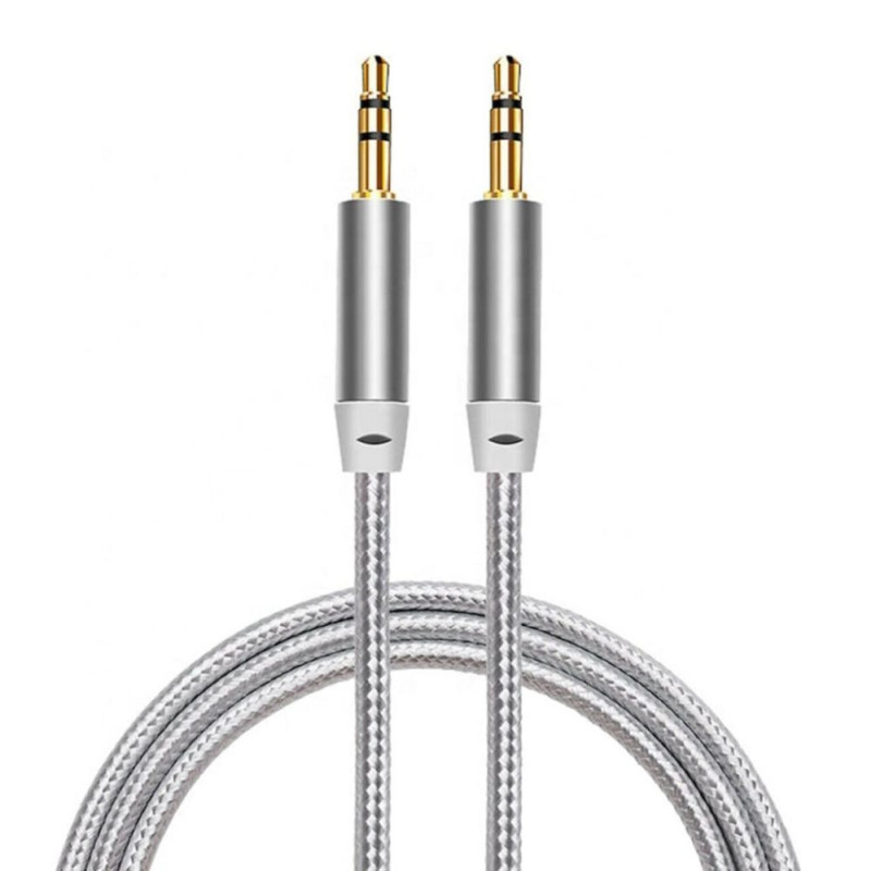 Kabel iLike Audio kabelis iLike AX1 Durable Braided Wire 1.8m Aux Jack Cable 3.5mm male to 3.5mm 2-line Gold platted Whi