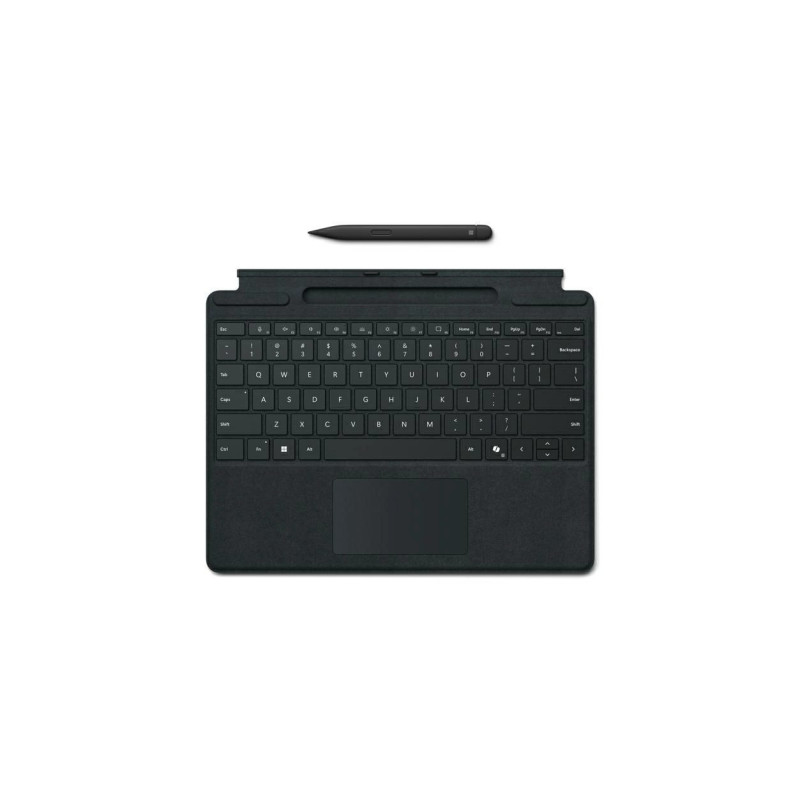 Microsoft Surface „Signature Type Copilot“ klaviatūra su plonu rašikliu, juoda
