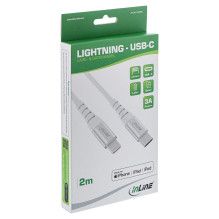 INLINE USB-C Lightning Kabel fuer iPad iPhone iPod Alu MFi-zertifiziert silber 2m INLINE USB-C Lightning Kabel fuer iPad iPhone iPod Alu MFi-zertifiziert silber 2m