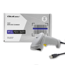 „Qoltec 50877“ lazerinis skeneris 1D, USB, baltas „Qoltec 50877“ lazerinis skeneris 1D, USB, baltas