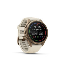 Garmin Fenix 9 Pro - 43mm Autumn Gold Titanium with Cream / French Grey Silicone Band