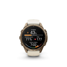 Garmin Fenix 9 Pro - 43mm Autumn Gold Titanium with Cream / French Grey Silicone Band