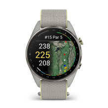 Garmin Approach S72 47mm Silver / Citron Ti Bezel with Fog Grey / Citron ComfortFit Fabric Band