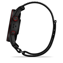 Garmin Approach S72 - 47 mm Carbon Gray / Red DLC Titanium Bezel with Black ComfortFit Fabric Band
