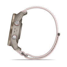 Garmin Approach S72 - 43 mm Soft Gold / Blush Pink Titanium Bezel with French Grey / Blush Pink ComfortFit Fabric Band