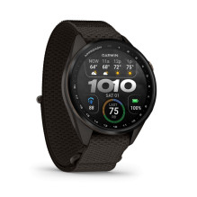 Garmin Approach S72 - 43 mm Carbon Gray / Heritage Bronze DLC Titanium Bezel with Pebble Grey ComfortFit Fabric Band