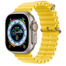 „Apple Watch Ultra GPS + Cellular“, 49 mm titano korpusas su geltonu vandenyno spalvos dirželiu „Apple Watch Ultra GPS + Cellular“, 49 mm titano korpusas su geltonu vandenyno spalvos dirželiu