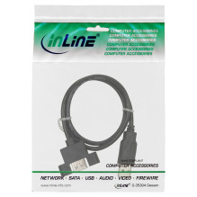 Juodas laidas USB 2.0, jungiantis A prie A tipo lizdo 0,6m, su laikikliu, skirtu įsukti lizdą, tvirtinamą prie skydo