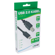 INLINE USB 2.0 C tipo į B tipo kištuką turintis kabelis, juodas 2m