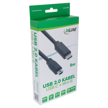 INLINE USB 2.0 Kabel Tipas C ir Mini-B 5pol . Stecker Stecker schwarz 5m INLINE USB 2.0 Kabel Tipas C ir Mini-B 5pol . Stecker Stecker schwarz 5m