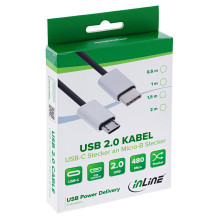 INLINE USB 2.0 Kabel Typ C Stecker ir Micro -B Stecker Schwarz, Alu flexibel 0,5m INLINE USB 2.0 Kabel Typ C Stecker ir Micro -B Stecker Schwarz, Alu flexibel 0,5m